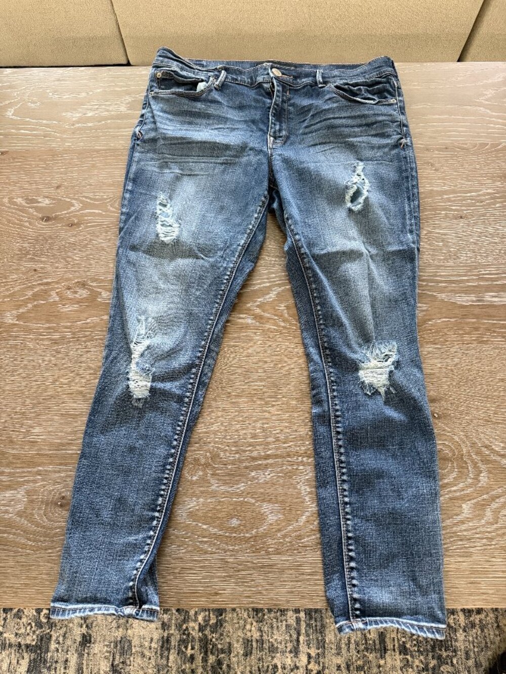 Womens Express distressed legging skinny mid rise denim jeans pants size 14S